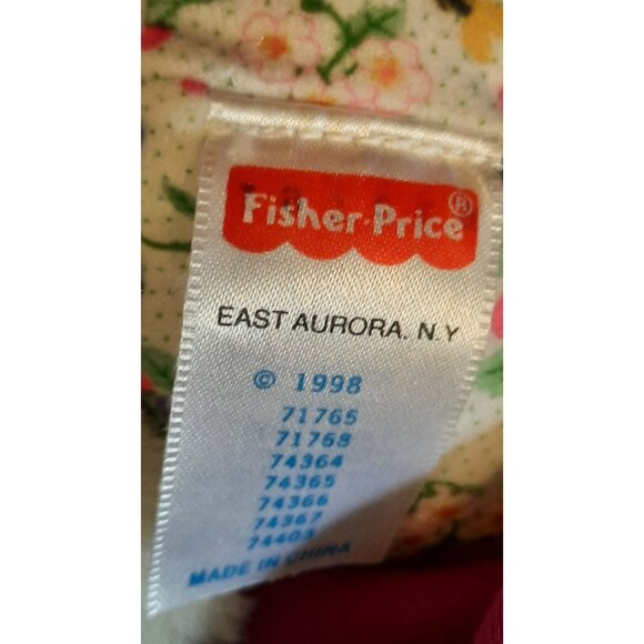 Vintage 1998 Fisher Price Stuffed Bear With Purple Dress with a flower - Picture 7 of 10